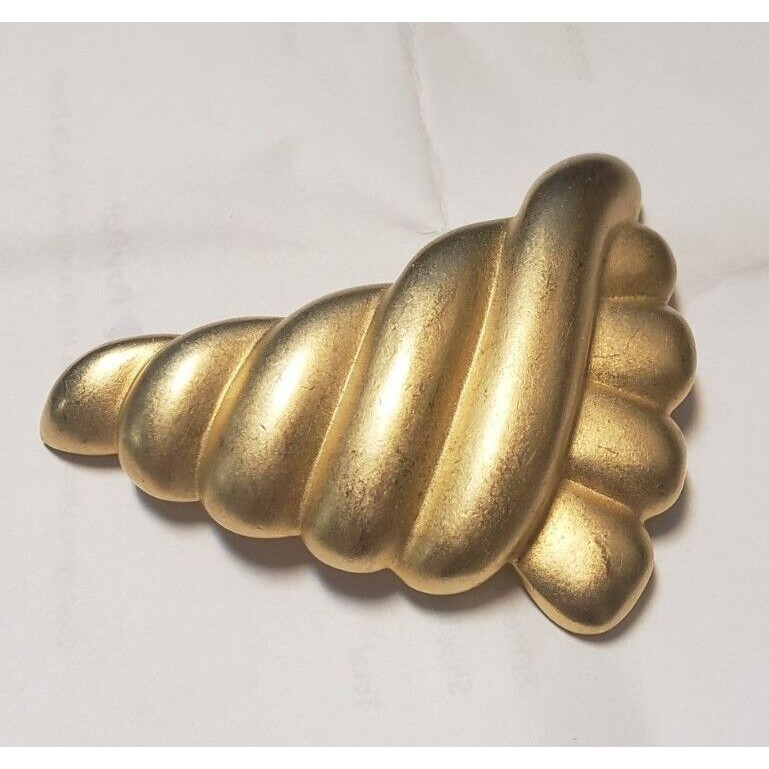 Vintage Signed Afj 2-3/4" Gold Tone Brooch Costume Jewelry